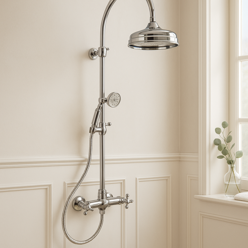 PB Classic Duschsäule mit Thermostat und Regendusche Chrom